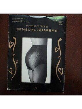 Victorias Secret Sensual Shapers Hip & Tummy Control Sheer Pantyhose Small Silve